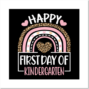 First Day of Kindergarten Funny Back To School Leopard Teach Posters and Art